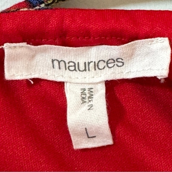 Maurices Dress Red Floral Skater Lined Crinkle Fabric Tie Back Sleeveless Large - Picture 11 of 11